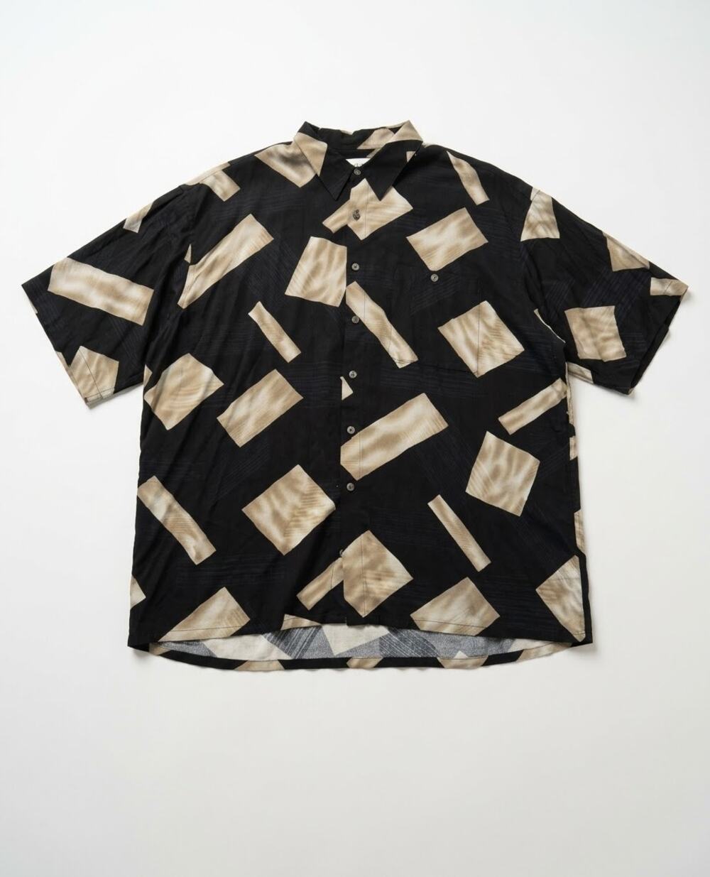 CAMPIAMODA Mens XXL NWT Black Abstract Geometric 100% Rayon Camp Shirt 90s Retro